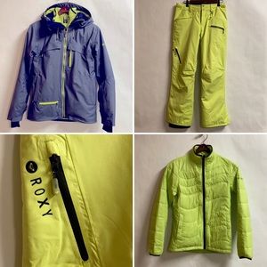 Women’s Roxy Ski Suit in Lime Green And Navy